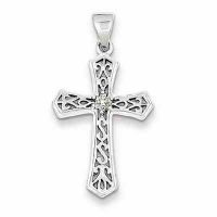 Christ Liveth Diamond Cross Pendant in Sterling Silver