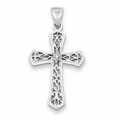 Christ Liveth Diamond Cross Pendant in Sterling Silver -  - QGCR-QDX164