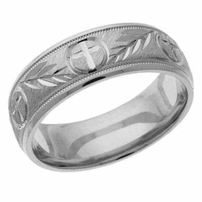 Christian Cross and Branch Wedding Band Ring -  - NDLS-324W