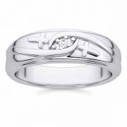 Christian Diamond Cross Wedding Band Ring for Men