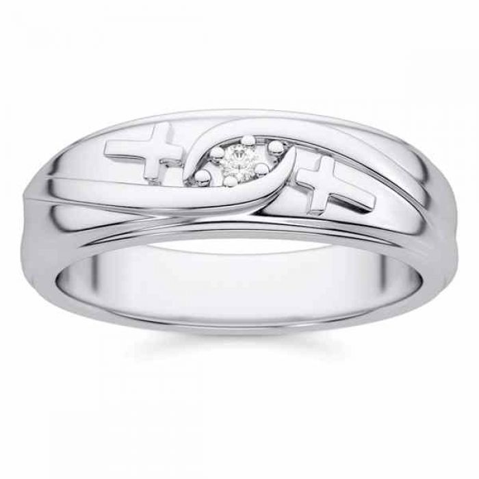 Wedding Rings : Christian Diamond Cross Wedding Band Ring