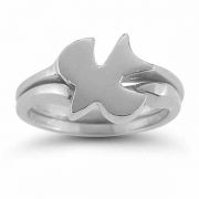 Christian Dove Bridal Wedding Ring Set in Sterling Silver