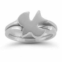 Christian Dove Bridal Wedding Ring Set in Sterling Silver