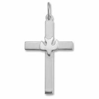 Christian Dove Cross Pendant in 14K White Gold