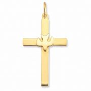 Christian Dove Cross Pendant in 14K Yellow Gold