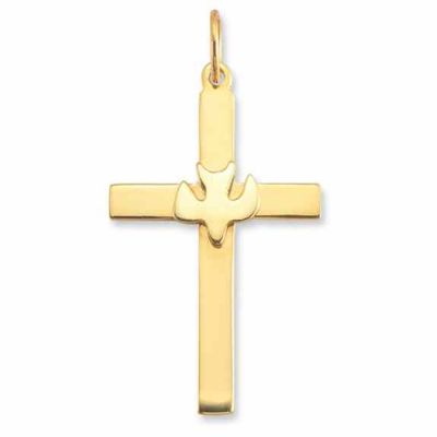 Christian Dove Cross Pendant in 14K Yellow Gold -  - AOGPD-CR500Y