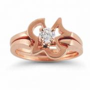 Christian Dove Diamond Engagement and Wedding Ring Set 14K Rose Gold