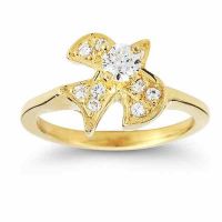 Christian Dove CZ Ring in 14K Yellow Gold