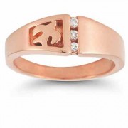 Christian Dove Diamond Trinity Ring in 14K Rose Gold
