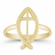 Christian Ichthus Ring in 14K Gold