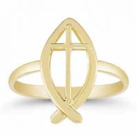 Christian Ichthus Ring in 14K Gold