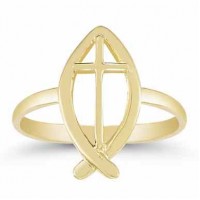 Christian Ichthus Ring in 14K Gold