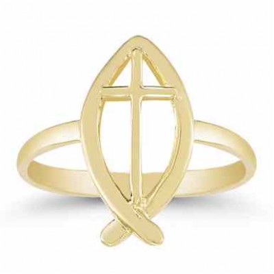 Christian Ichthus Ring in 14K Gold -  - AOGRG-14104
