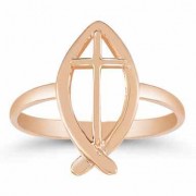Christian Ichthus Ring in 14K Rose Gold