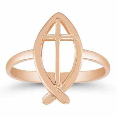 Christian Ichthus Ring in 14K Rose Gold -  - AOGRG-14104R