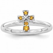 Citrine Cross Ring in Sterling Silver