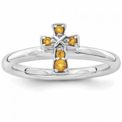 Citrine Cross Ring in Sterling Silver -  - QGRG-QSK1640