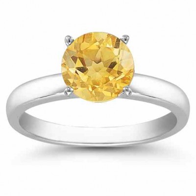 Citrine Gemstone Solitaire Ring in 14K White Gold -  - AOGRG-CT14KW