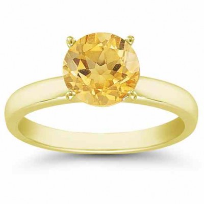 Citrine Gemstone Solitaire Ring in 14K Yellow Gold -  - AOGRG-CT14KY
