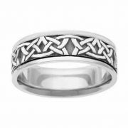 Traditional Celtic Wedding Band Ring in White Gold