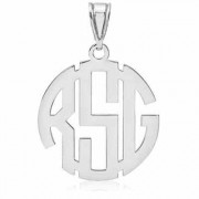 Classic Monogram Pendant, 14K White Gold
