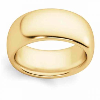 Comfort-Fit 8mm Plain 14K Gold Wedding Band Ring -  - POL52-21CF