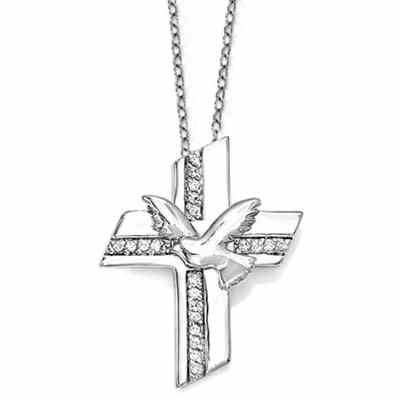 Confirmation Blessings Sterling Silver Cross Necklace -  - QGPD-QSX554