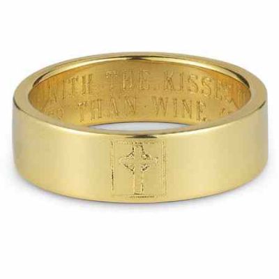 Cross Bible Verse Ring in 14K Yellow Gold -  - BVR-01Y