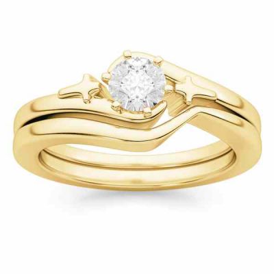 Cross Diamond Bridal Wedding and Engagement Ring Set -  - STLEGR-R16651SETY