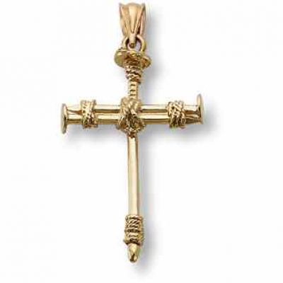 Cross of Nails Pendant, 14K Gold -  - CR-28