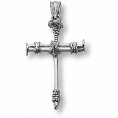 Cross of Nails Pendant, 14K White Gold -  - CR-29