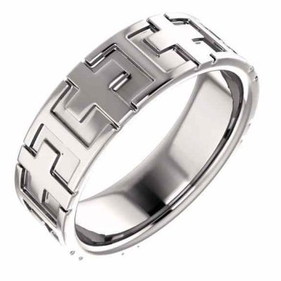 Crosses 14K White Gold Wedding Band Ring -  - STLRG-51799W