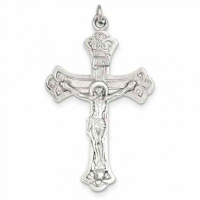 Crucifix Fluerie Pendant in Sterling Silver -  - QGCR-QC3421