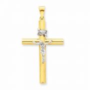 Crucifix Necklace, 14K Two-Tone Gold