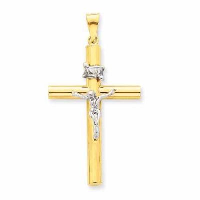 Crucifix Necklace, 14K Two-Tone Gold -  - QGCR-K3728