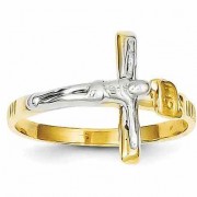Crucifix Ring for Women, 14K Two-Tone Gold
