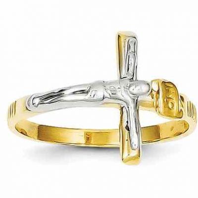 Crucifix Ring for Women, 14K Two-Tone Gold -  - QGRG-K5122