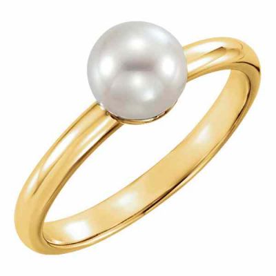 Cultured Freshwater Pearl Solitaire Ring, 14K Gold -  - STLRG-6470Y