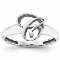 Cursive Custom Initial Ring in Sterling Silver