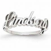 Cursive Style Name Ring in Sterling Silver