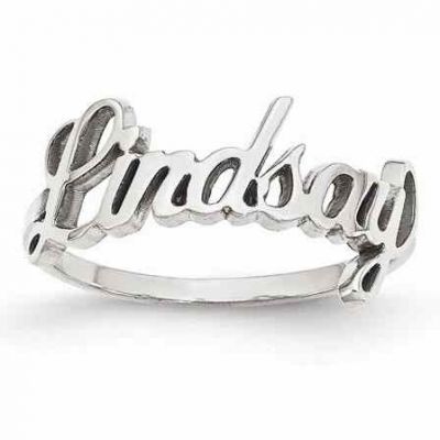 Cursive Style Name Ring in Sterling Silver -  - QGRG-XNR74SS