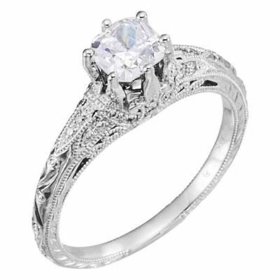 Cushion-Cut 0.86 Carat Diamond Antique-Style Engagement Ring -  - STLEGR-69803W