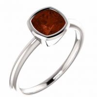 Cushion-Cut Garnet Solitaire Ring in Sterling Silver