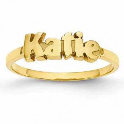 Custom 14K Gold Personalized Name Ring -  - QGRG-XNR73Y