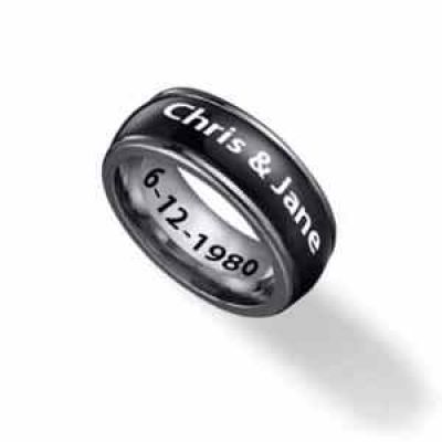 Custom Black Stainless Steel 8mm Spinner Ring for Men -  - JARG-R50403-ST