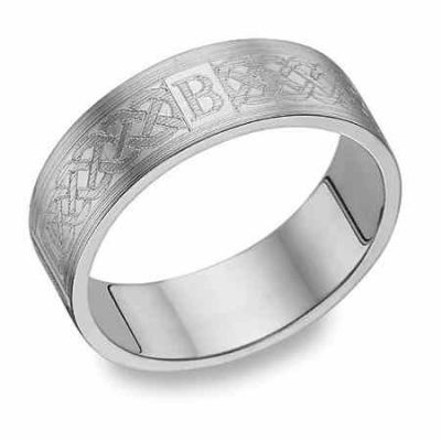 Custom Celtic Engraved Initial Wedding Band Ring -  - CELTIC-11W