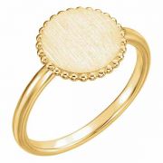 Custom Circle Engraveable Signet Ring, 14K Yellow Gold