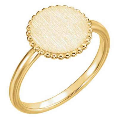 Custom Circle Engraveable Signet Ring, 14K Yellow Gold -  - STLRG-51686Y