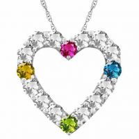 Custom Gemstone Heart Necklace in White Gold