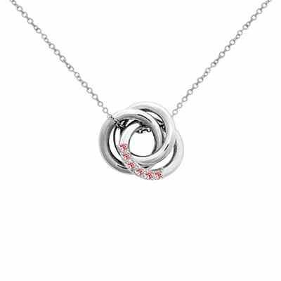 Custom Love Knot Pendant Necklace with CZ Stones in Sterling Silver -  - JAPD-MP30506-6-SS